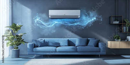 Modern Air Conditioning Unit Cooling a Bright Room photo