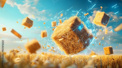 Hay bale explosion. photo