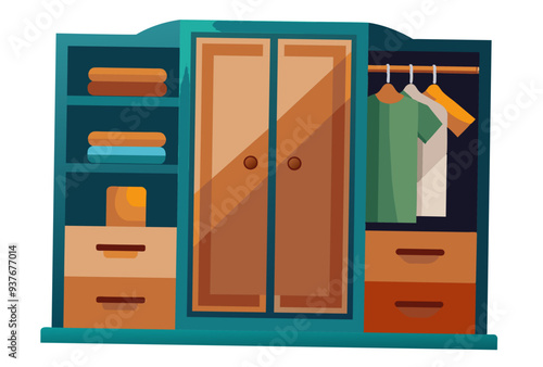 Furniture wardrobe vector art illustration