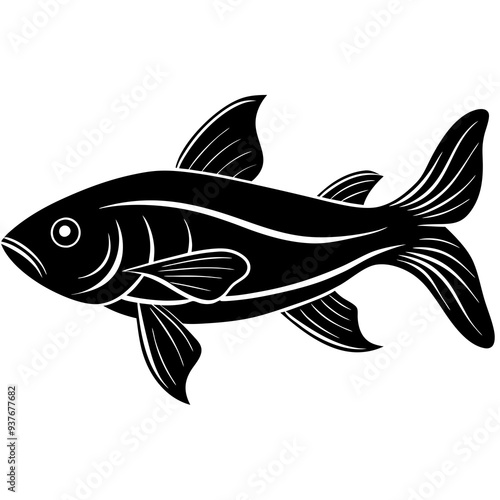 catla fish silhouette Vector