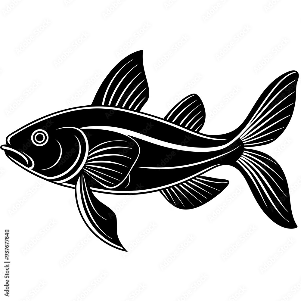 catla fish silhouette Vector catla fish silhouette Vector