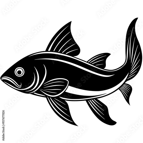 catla fish silhouette Vector