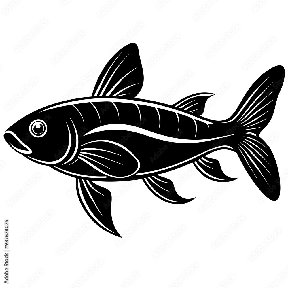 catla fish silhouette Vector catla fish silhouette Vector