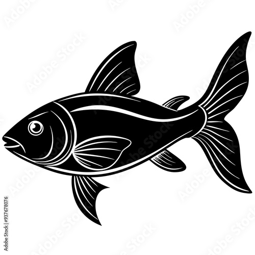 catla fish silhouette Vector