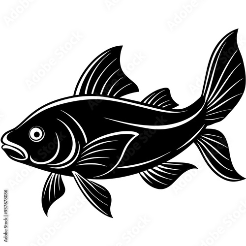 catla fish silhouette Vector