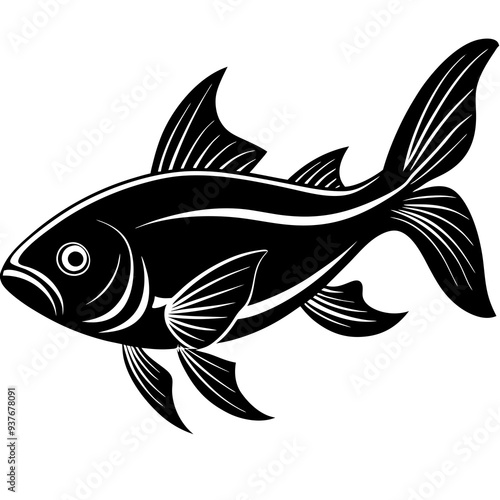 catla fish silhouette Vector