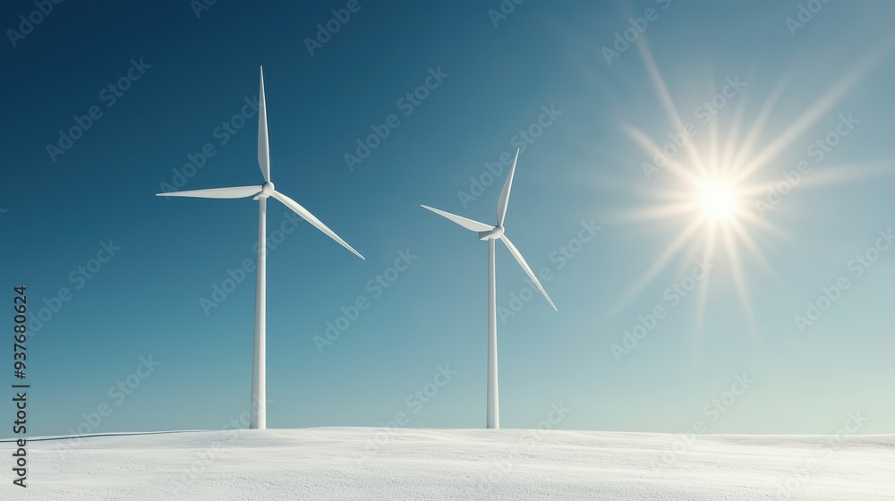 custom made wallpaper toronto digitalWind turbines stand tall against clear blue sky, radiating sense of tranquility and sustainability under bright sun. 