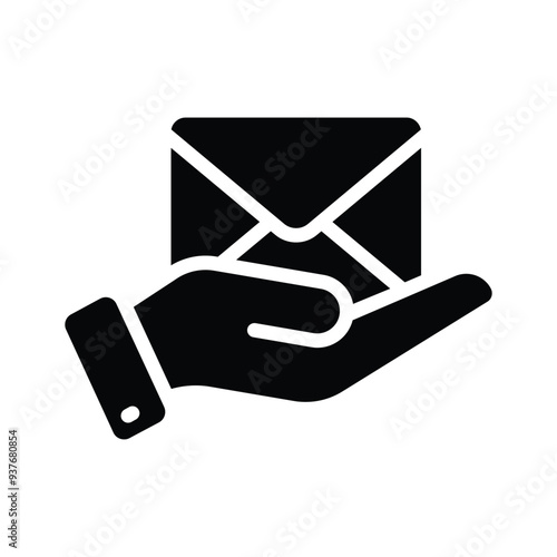 Hand holding an envelope symbolizing email delivery or message service icon