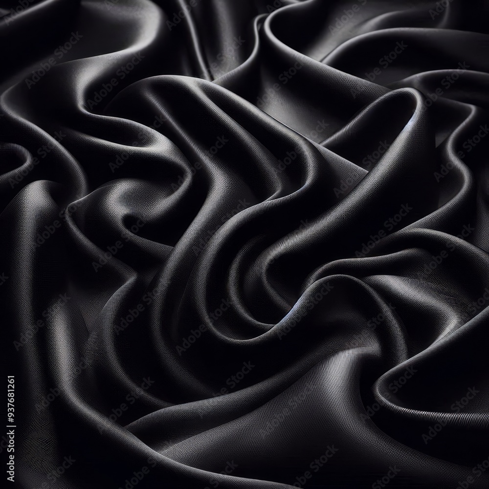 Fototapeta premium Black silk fabric texture background