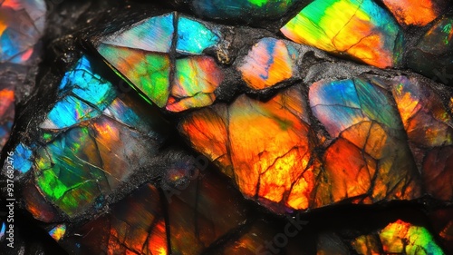Polished ammolite with vibr...