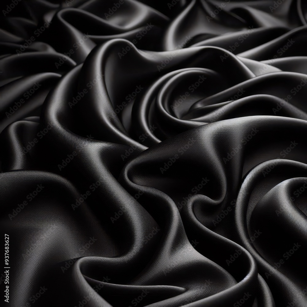 Fototapeta premium Black silk fabric texture background 