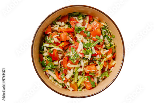 Wallpaper Mural prepeared at home vitamin vegetable salad in ceramic bowl  isolated on white top view Torontodigital.ca