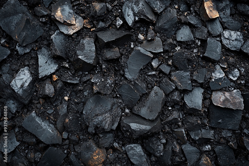 Processed collage of industrial pea coal surface texture. Generative ai Processed collage of industrial pea coal surface texture. Generative ai