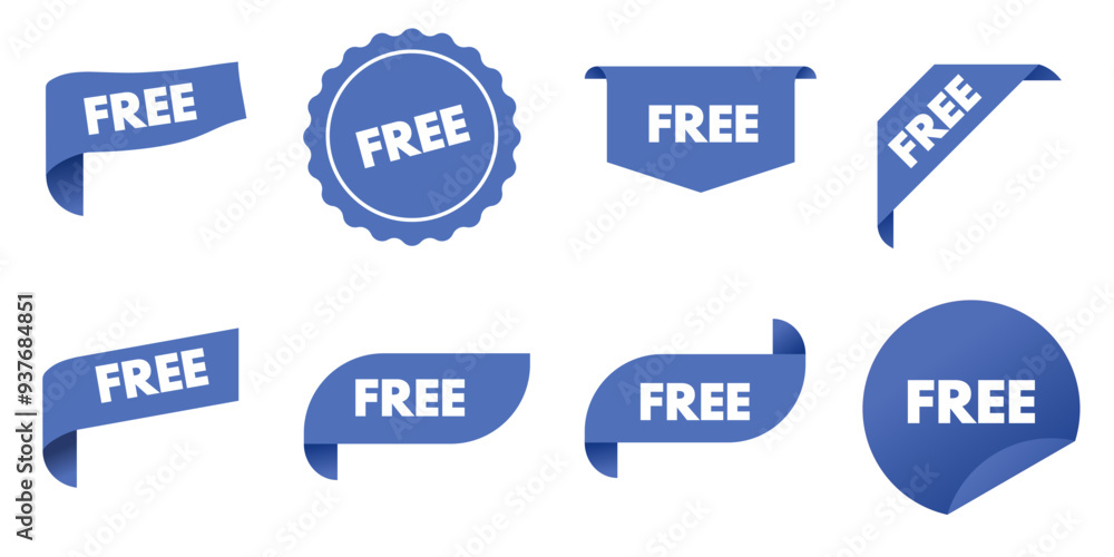 Free - set of blue stickers, labels - vector illustration Free - set of blue stickers, labels - vector illustration