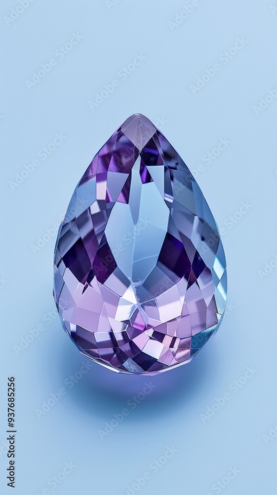 Amethyst Gemstone on a Blue Background. Amethyst Gemstone on a Blue Background.