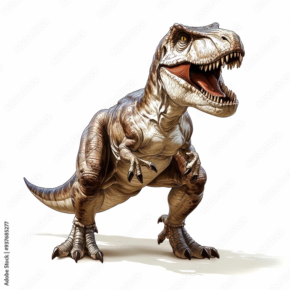 Fototapeta premium Tyrannosaurus Rex Dinosaur Illustration with Open Mouth