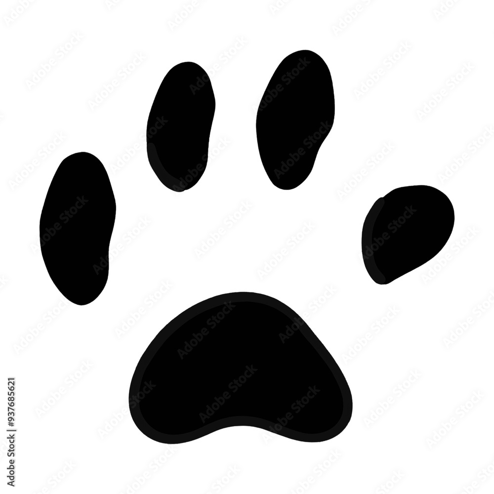Black and white vector paw print illustration for dog icon Black and white vector paw print illustration for dog icon