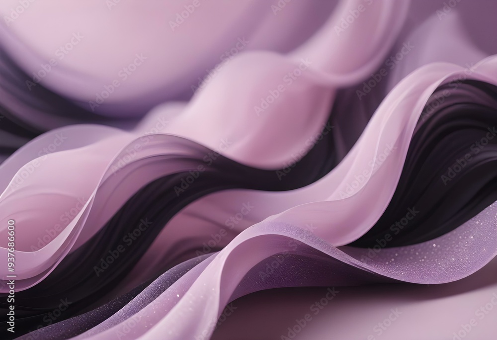 Obraz premium Flowing purple, violet, and black abstract background with soft, wavy shapes and subtle sparkles