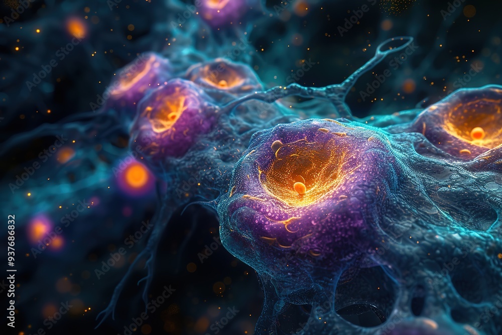 cellular therapy and regeneration, microscopic view of body cells, research of stem cells cellular therapy and regeneration, microscopic view of body cells, research of stem cells
