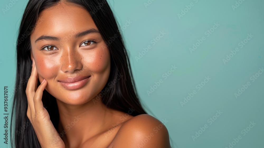 The smiling woman's close-up