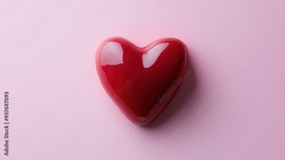 Vibrant Red Heart on Soft Pink Background Vibrant Red Heart on Soft Pink Background