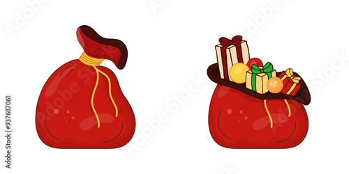 Foto Red bag, sack with gifts vector illustration