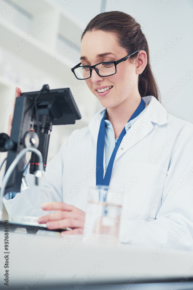 Microscope, sample and scientist with clinical research, chemistry lab and biology for pharmaceutical. Female person, pipette and petri dish for pathology, test and results in mpox vaccine in Denmark Microscope, sample and scientist with clinical research, chemistry lab and biology for pharmaceutical. Female person, pipette and petri dish for pathology, test and results in mpox vaccine in Denmark