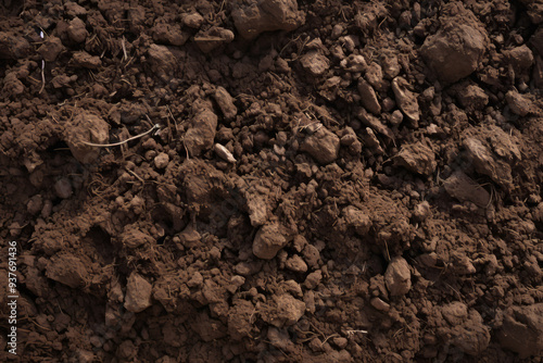 Processed collage of underground brown soil layer material texture. Background for banner