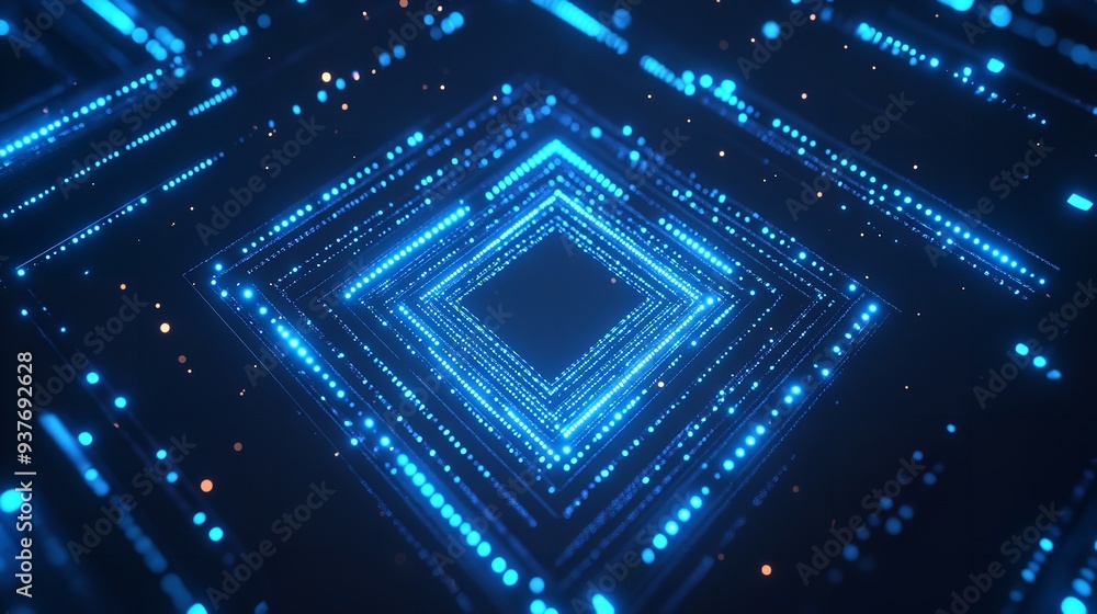 A blue and white image of a computer network. The image is made up of many small squares and rectangles, all of which are blue A blue and white image of a computer network. The image is made up of many small squares and rectangles, all of which are blue