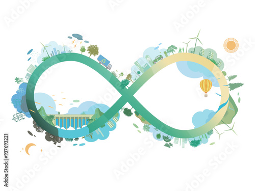 ESG and ECO friendly community A024 Unlimited symbol with green environmental shows the Infinite possibilities for environment vector illustration graphic EPS 10
