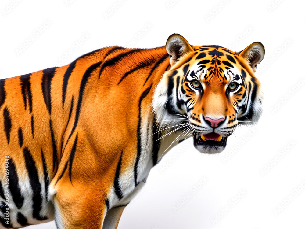 Obraz premium Bengal tiger on white background. Generative AI Illustration
