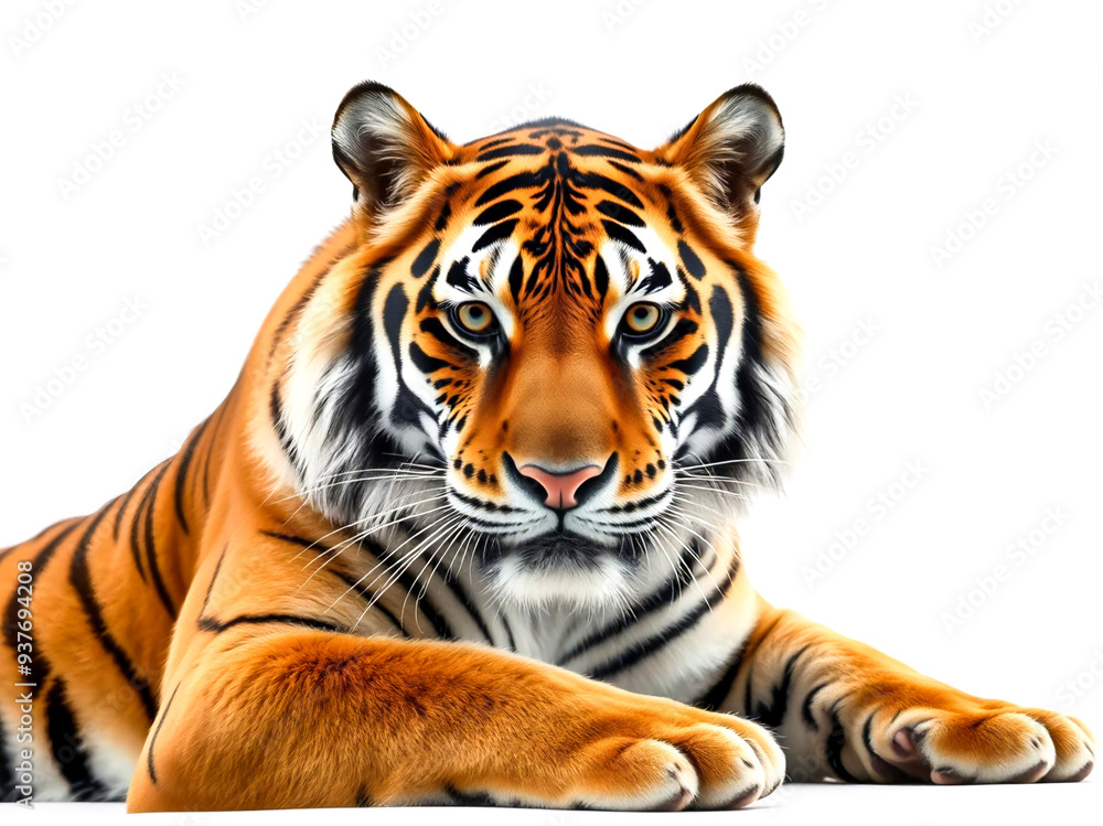 Obraz premium Bengal tiger on white background. Generative AI Illustration
