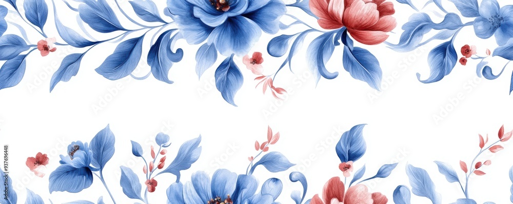 damask pattern featuring intricate floral motifs, seamlessly flowing in a Watercolor style damask pattern featuring intricate floral motifs, seamlessly flowing in a Watercolor style