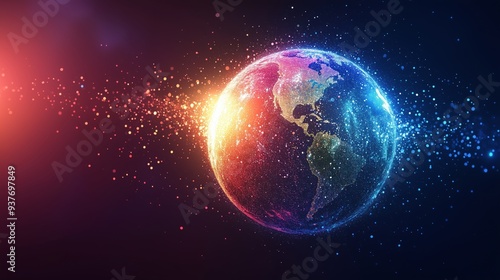 Global earth with theme of digital logistics satellite internet and e-commerce graphic concept showing global network and social media connection technology. Generative AI