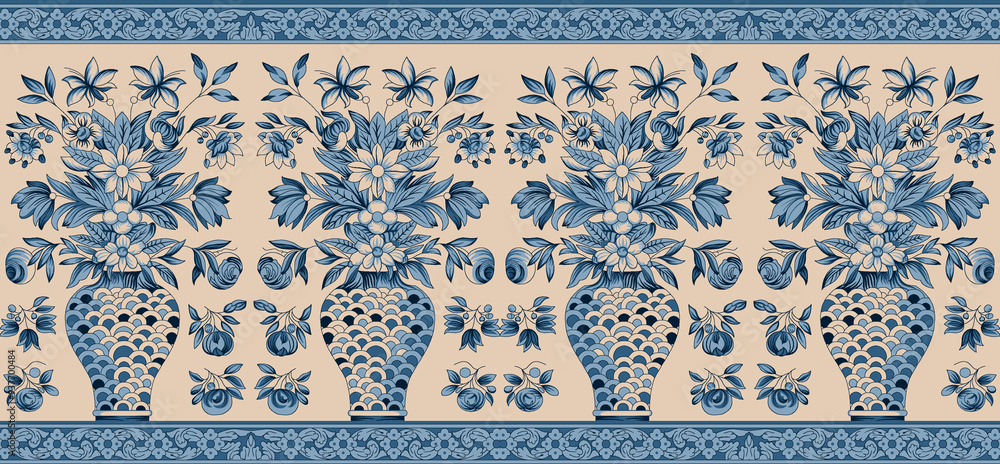 pattern with blue and white pattern seamless beautiful wallpaper cards border design floral leaf vintage ornament Victorian ethnic print paisley pattern