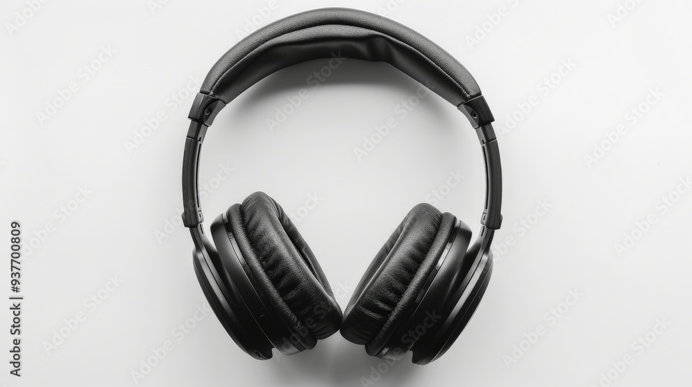 Black Headphones on a White Background. Black Headphones on a White Background.