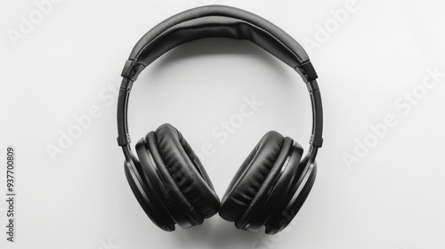 Black Headphones on a White Background.