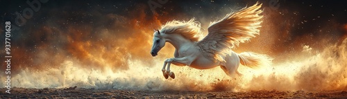 Pegasus Soaring Through the Flames. photo