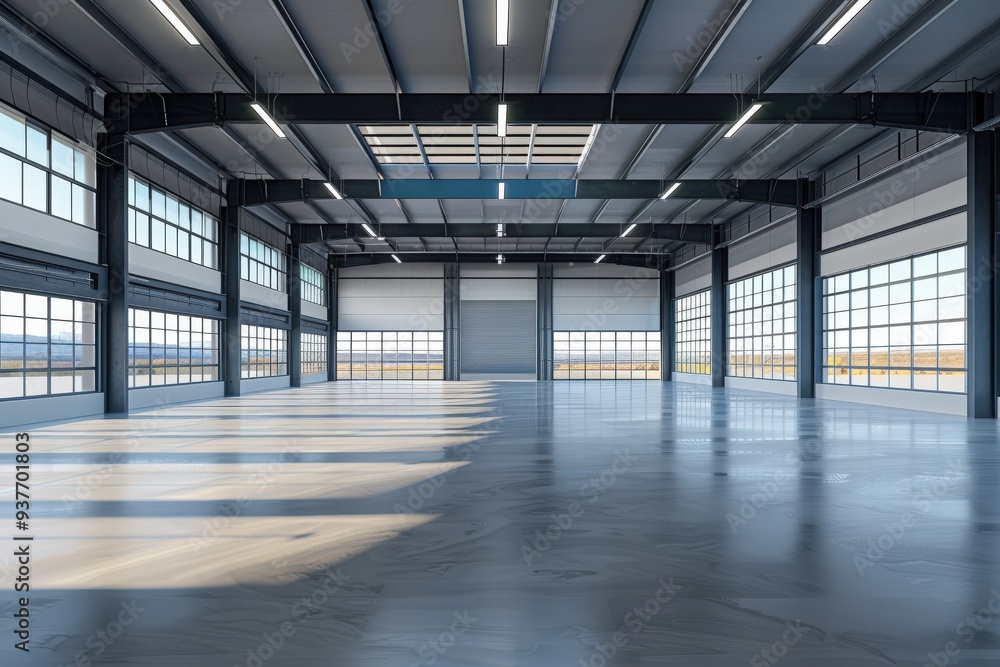 Factory's exterior, featuring clean lines, innovative architecture, and eco-friendly features. Beautiful simple AI generated image Factory's exterior, featuring clean lines, innovative architecture, and eco-friendly features. Beautiful simple AI generated image