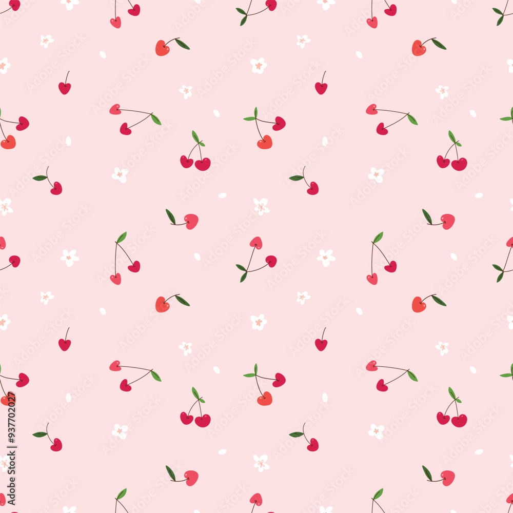 Seamless pattern of cherry pink background. Vector print design wallpaper. Seamless pattern of cherry pink background. Vector print design wallpaper.