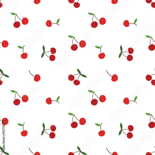 Seamless pattern with cherry vector background. 