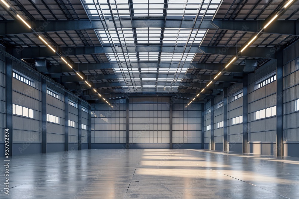 Factory's exterior, featuring clean lines, innovative architecture, and eco-friendly features. Beautiful simple AI generated image Factory's exterior, featuring clean lines, innovative architecture, and eco-friendly features. Beautiful simple AI generated image