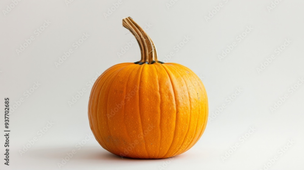 A Single Orange Pumpkin on a White Background. A Single Orange Pumpkin on a White Background.
