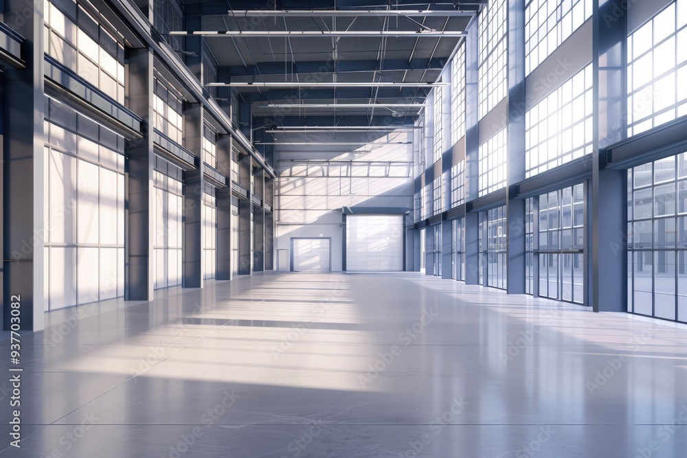 Obraz premium Factory's exterior, featuring clean lines, innovative architecture, and eco-friendly features. Beautiful simple AI generated image