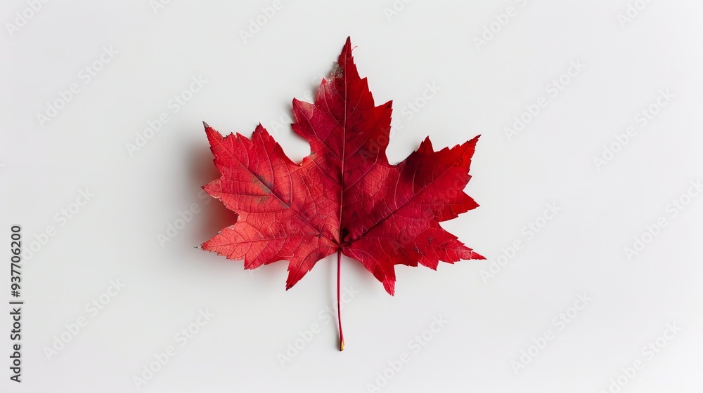 Single Red Maple Leaf on White Background. Single Red Maple Leaf on White Background.