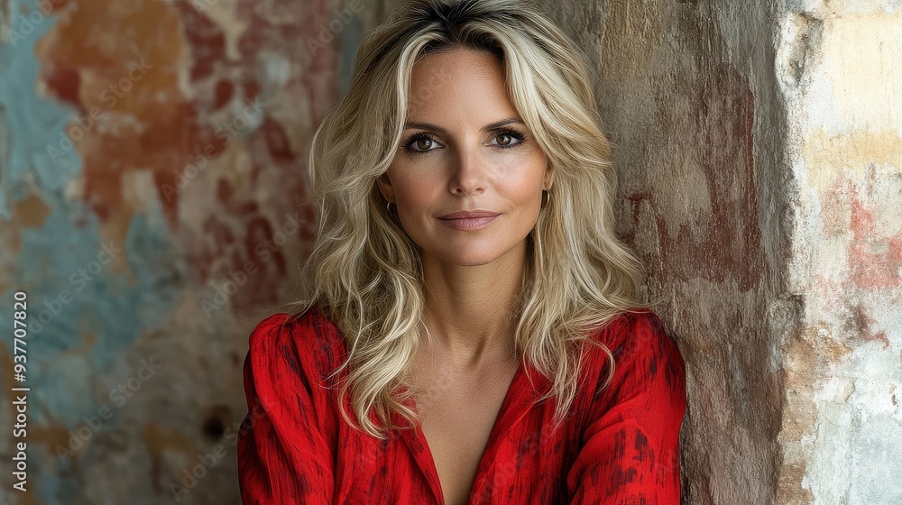 Elegant Portrait of a Woman Against a Rustic Background Elegant Portrait of a Woman Against a Rustic Background