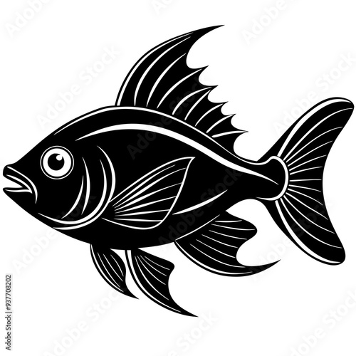 flipper fish silhouette Vector