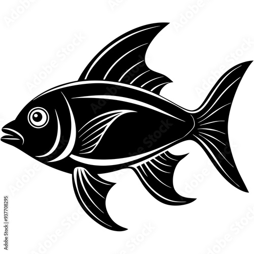 flipper fish silhouette Vector