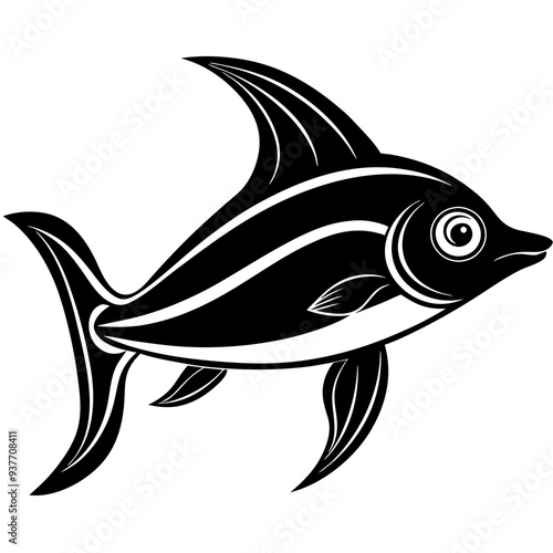 flipper fish silhouette Vector