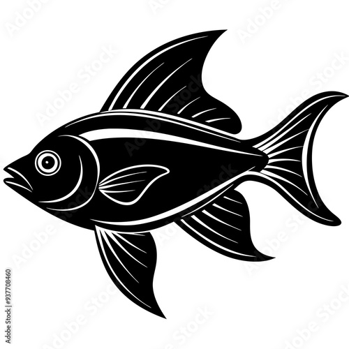 flipper fish silhouette Vector